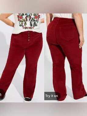 Torrid Slim Boot Corduroy High-Rise Jean Size 20 Short Petite Red Wine